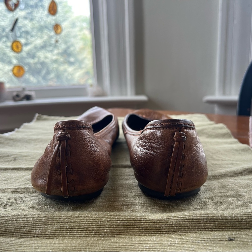 Frye Regina Ballet Leather Ballerina Flats Pointed Toe Brown Women's Size 6.5